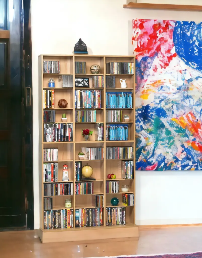 Media Shelving Unit 6 Fixed Shelves and 30 Adjustable Shelves Wide Base Living Room atlantic inc.