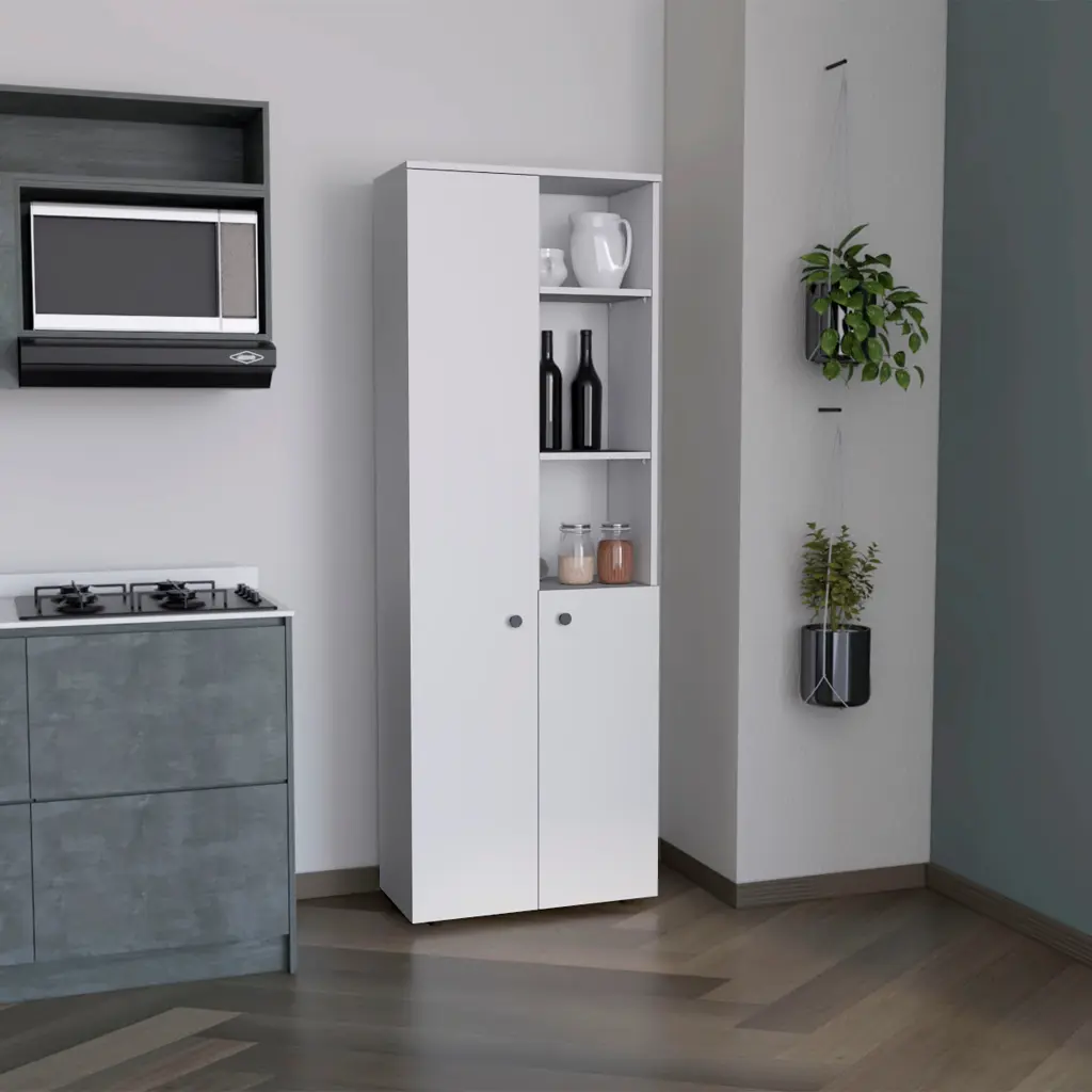 Riner Multistage 67 Inch H 5 Tier Storage Shelves 2 Doors White depot e-shop