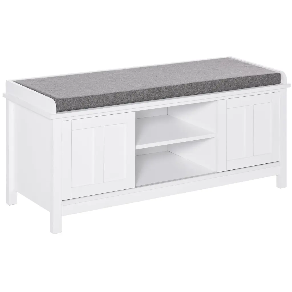 Homcom Entryway Shoe Bench Storage Ottoman Sliding Doors Adjustable Shoe Rack aosom business