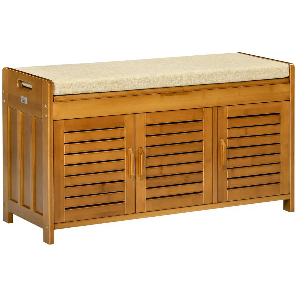 Shoe Bench Storage Cabinets Bamboo Entryway Bench Seating aosom business