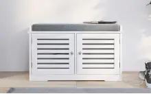 Shoe Storage Bench Padded Seat Cushion Entryway Bench 2 Bars cl worthy houseware co.-ltd.