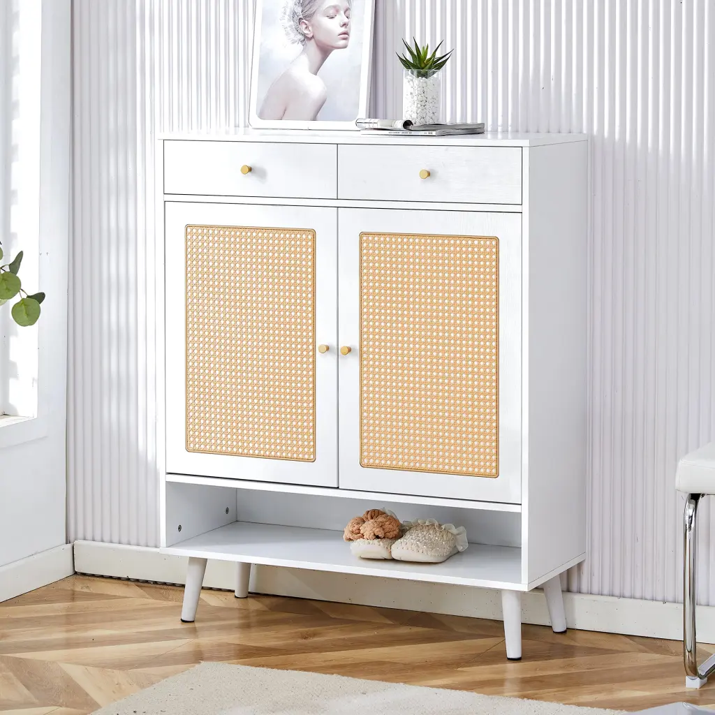 Modern Minimalist Rattan Shoe Storage Cabinet Bedroom Organizer droom w-1151