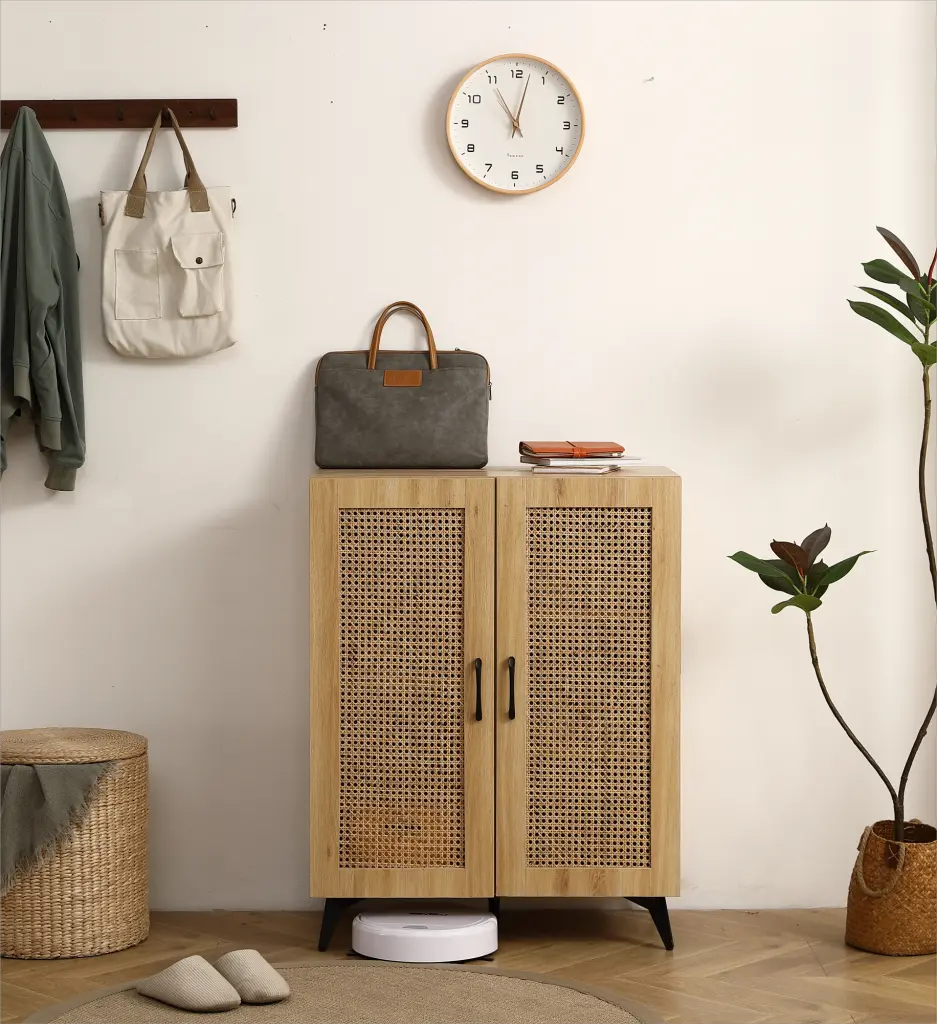 Natural Rattan Storage Cabinet Double Door Shoe Cabinet Large Storage furnisoar lifestyle