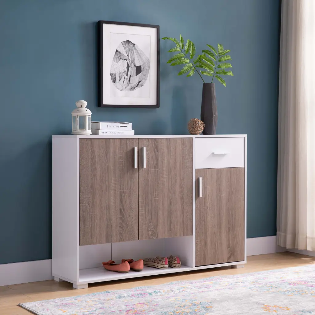 Shoe Storage Cabinet 17 Pairs Drawer and Doors Bedroom Organization id international- inc.