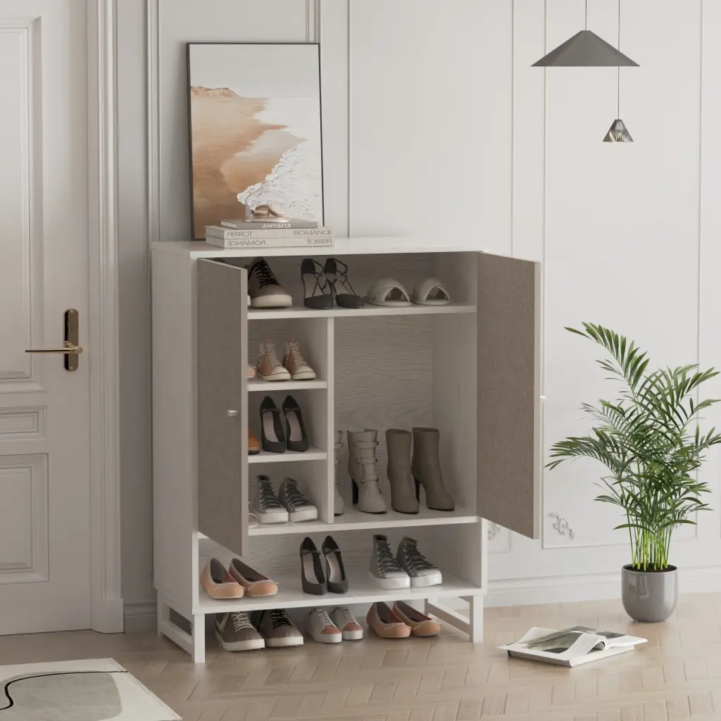 6 Tier Shoe Storage Cabinet Doors and Shelves Organized Entryway jhomier furniture
