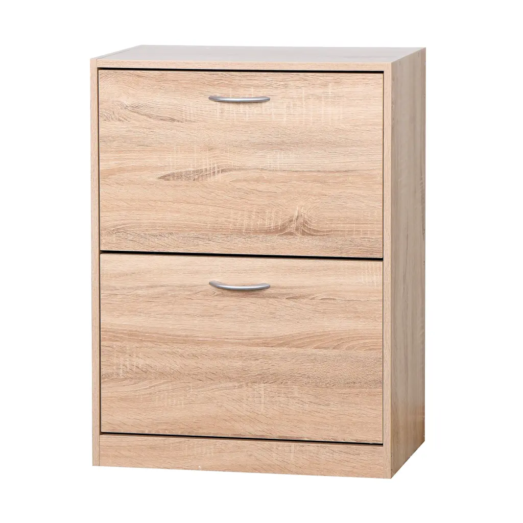 White Wooden Shoe Cabinet Entryway 2 Fl Storage Organizer newmark
