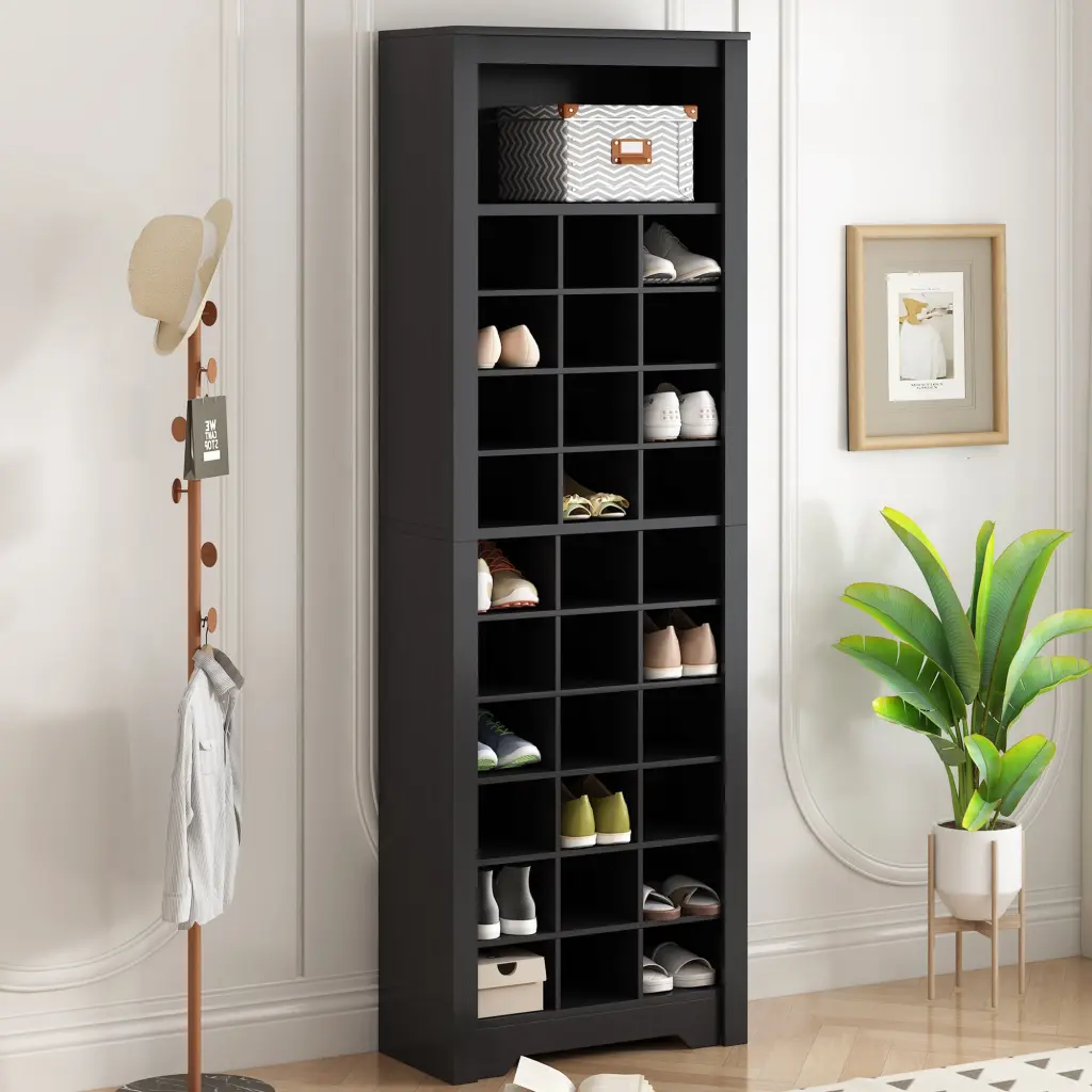 Chic Design 30 Shoe Cubby Console Contemporary Shoe Storage Cabinet Entryway Organizer rnb