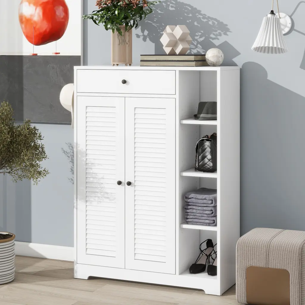 Freestanding Shoe Rack Arranger 2 Shutter Door Entryway Narrow Organizer newmark