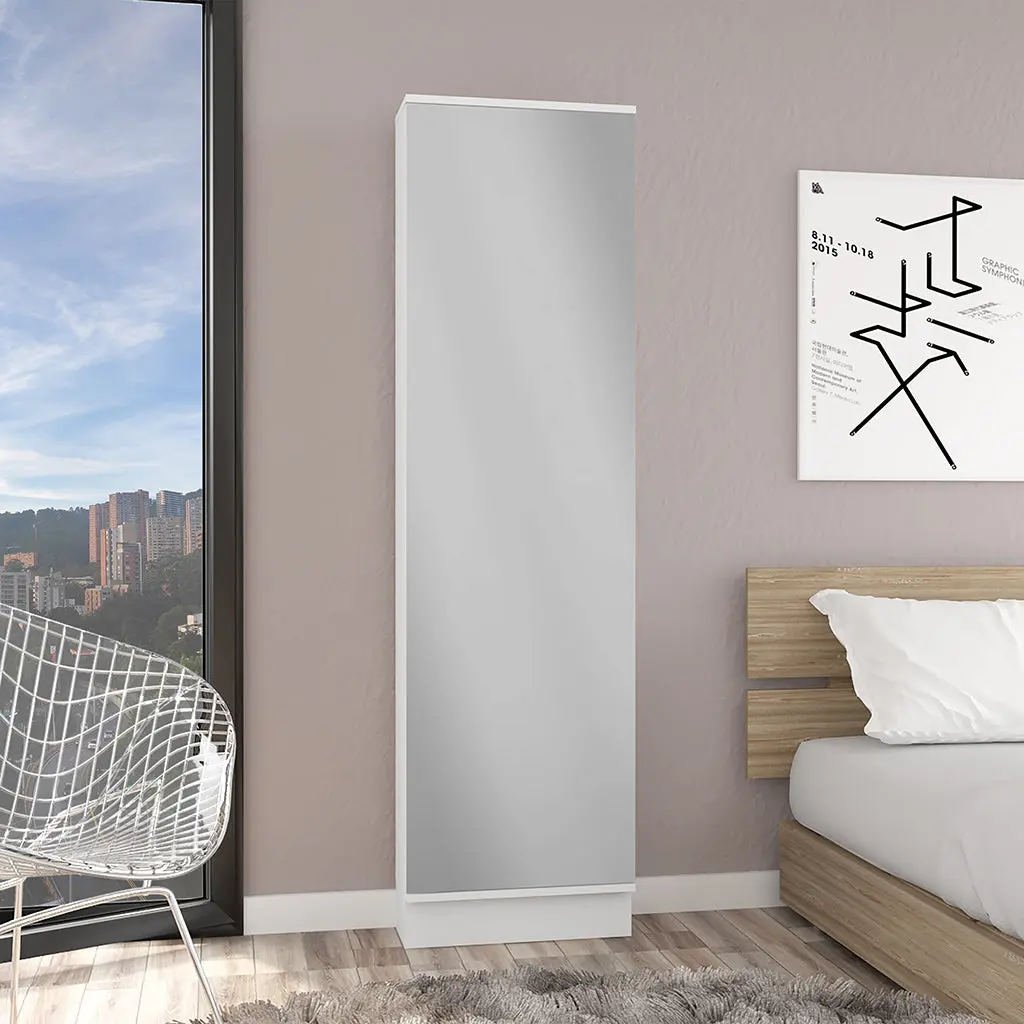 Shoe Rack Chimg Mirror Five Interior Shelves Single Door Cabinet treevol furniture