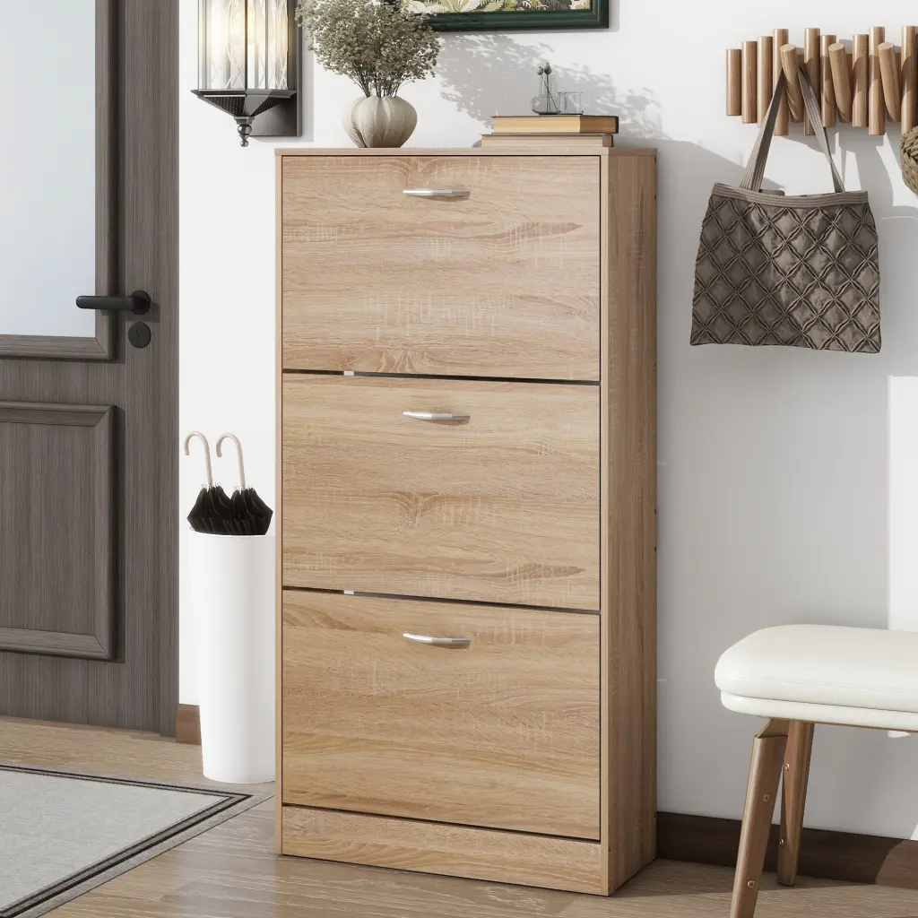 3 Drawer Shoe Storage Cabinet 3 Tier Wood Shoe Rack newmark