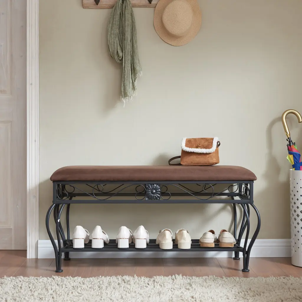 Shoe Rack Bench Entryway Industrial Rustic Storage Seat rnb