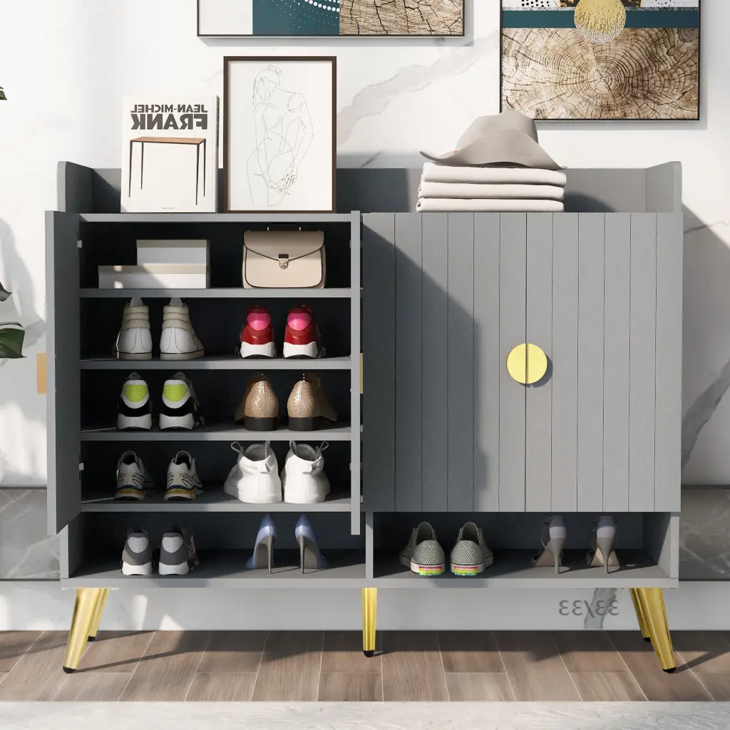 11 Tier Shoe Storage Cabinet Adjustable Shelves and Doors rnb
