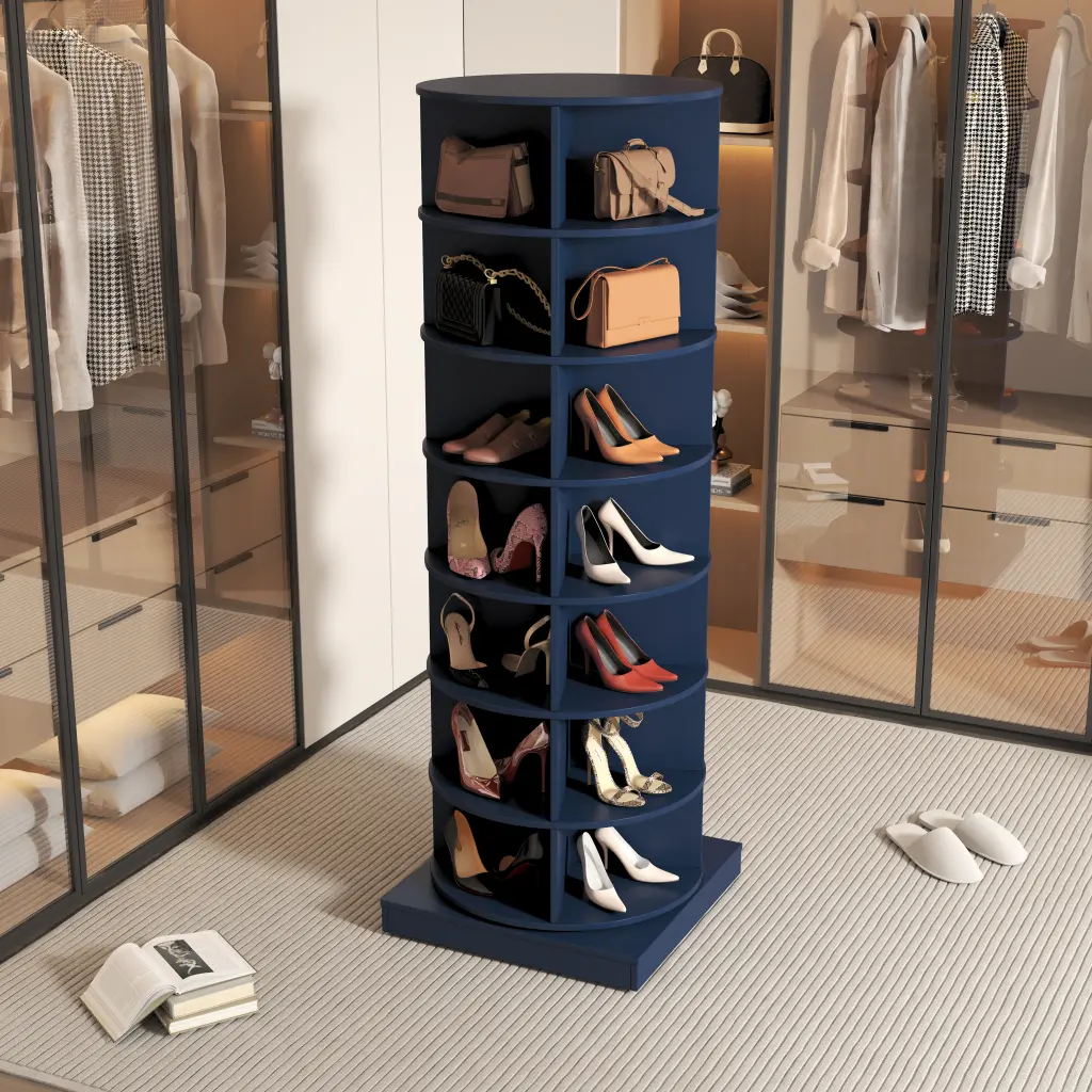 Blue 360 Rotating Shoe Cabinet 7 Layers and 5+ Spaces zr furniture