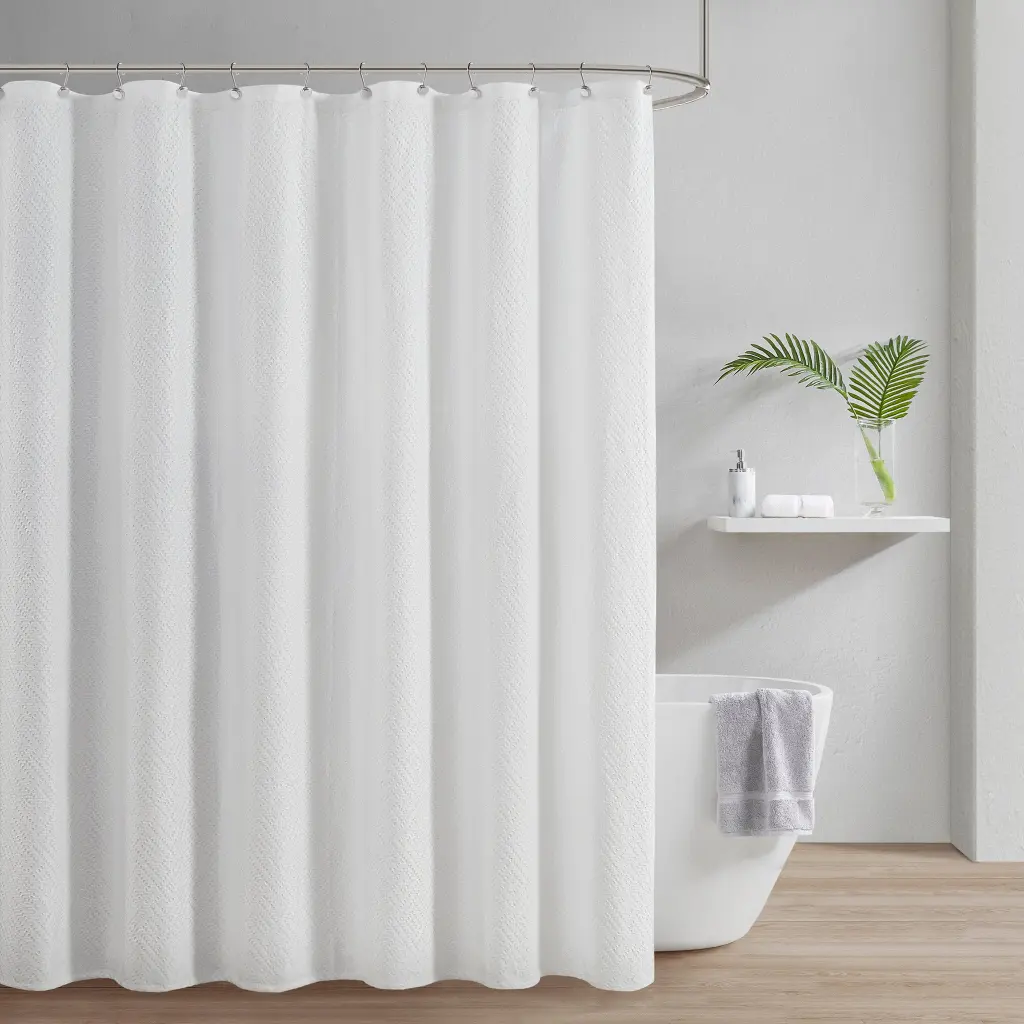 Matelasse Shower Curtain White Cotton jla