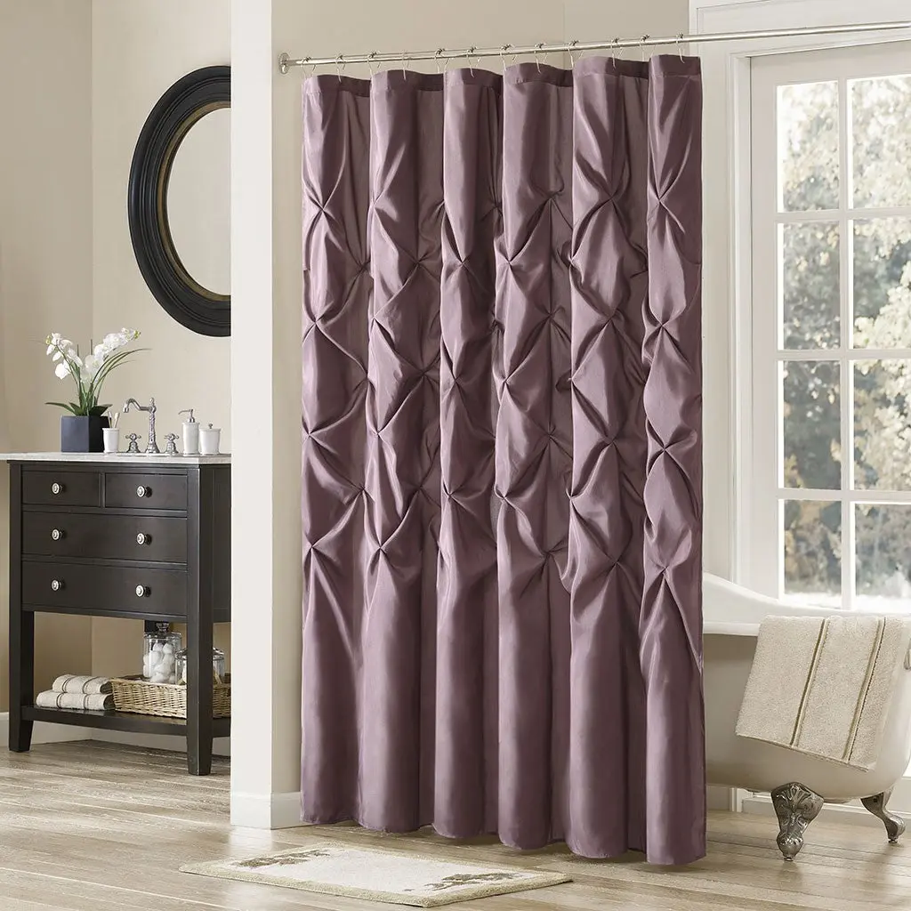 Tufted Semi Sheer Shower Curtain Purple Polyester jla