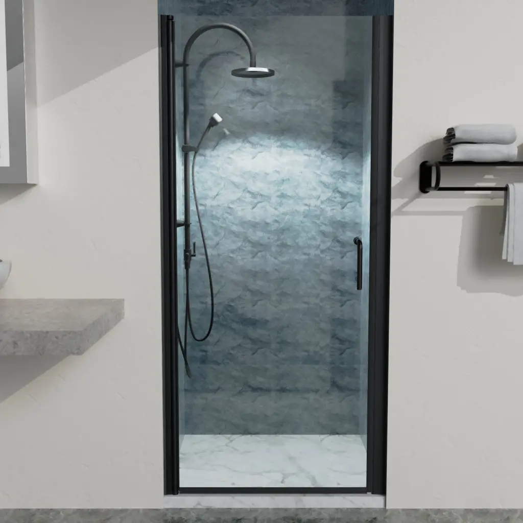 34 To 35 3 8 Inch X 72 Inch Semi Frameless Pivot Shower Door Matte Black global