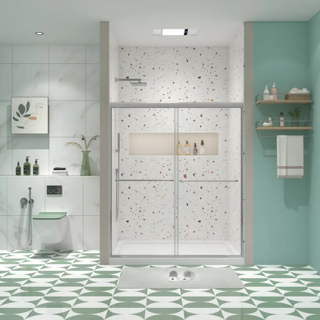 Bypass Shower Door Sliding Door 1 4 Inch Tempered Glass and Chromed Frame pro shower