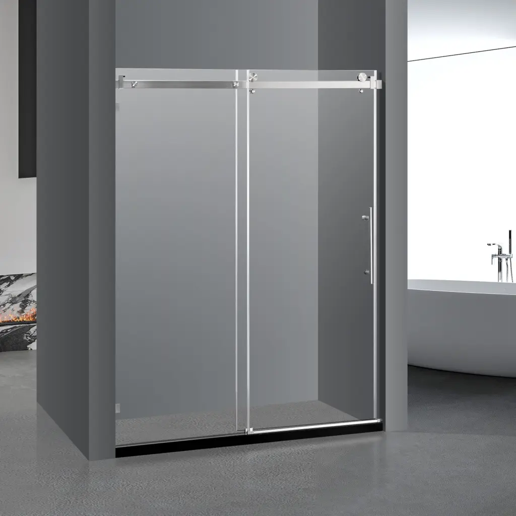 Frameless Sliding Glass Shower Doors 60x76 Inches 3/8 Inch Tempered Glass Modern rnb