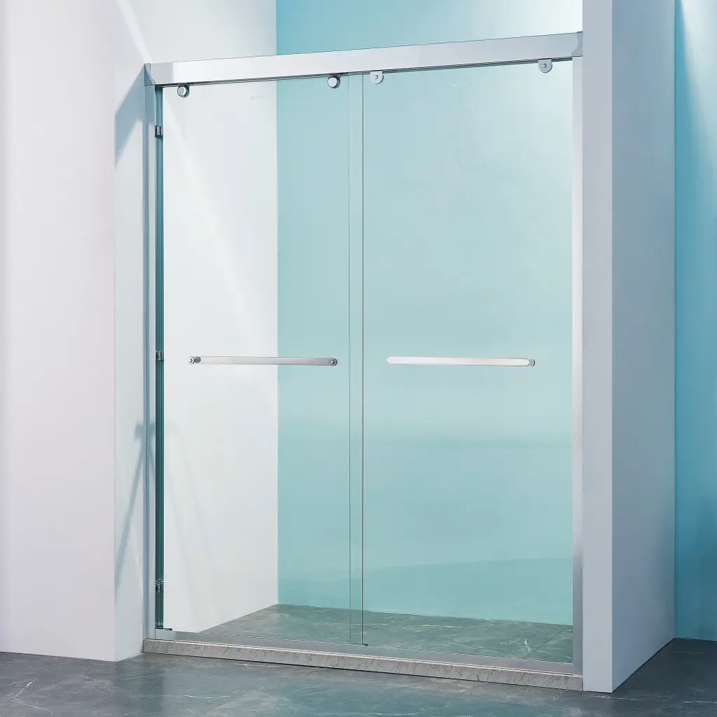 56 60 Inch Wide X 76 Inch High Double Sliding Shower Door Aluminium Alloy Frame Chrome Finish rnb