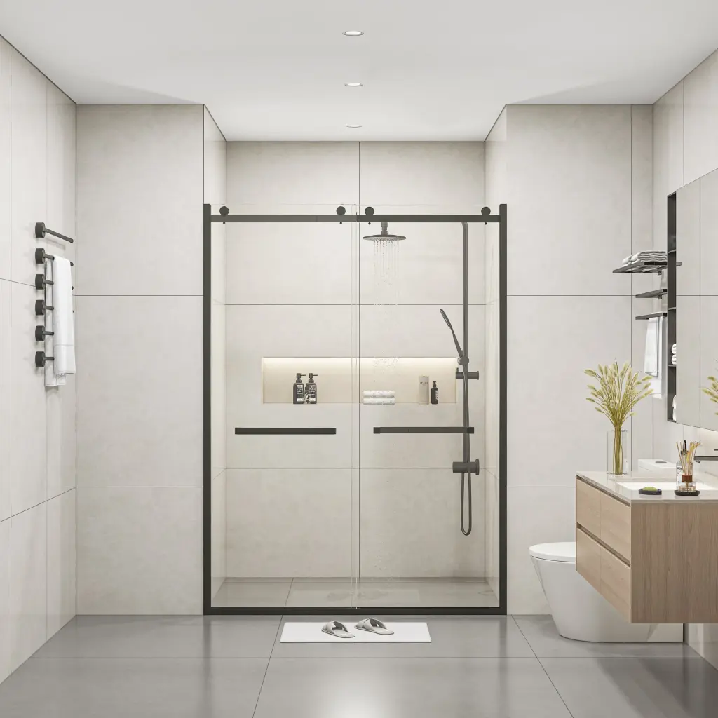 Semi Frameless Double Sliding Glass Shower Doors 60 Width X 76 Height Bathroom Upgrade rnb
