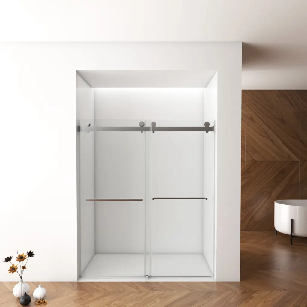 56-60 Inch Frameless Double Sliding Shower Door 3/8 Inch Glass