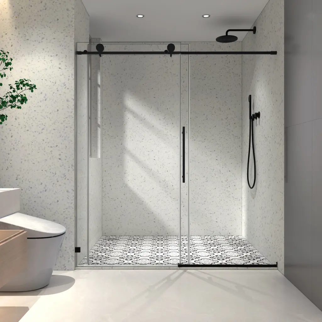 6076 Chrome Frameless Fixed and Shifted Shower Door 70mm 304 Stainless Steel yuejia shower door