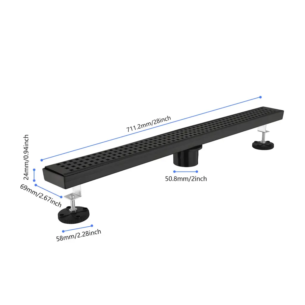 Linear Shower Drain Removable Quadrato Pattern Grate 304 Stainless Steel rnb