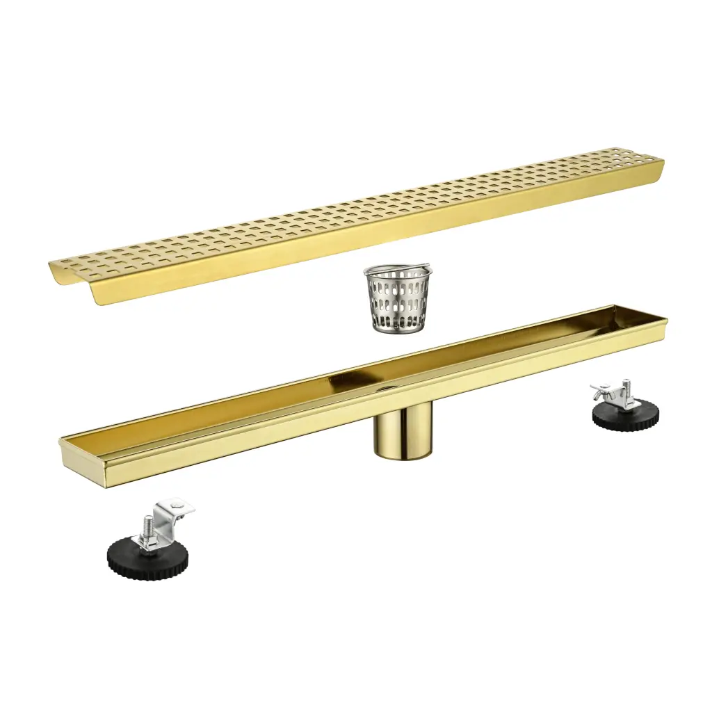 24 Inch Linear Shower Drain Removable Quadrato Pattern Grate 304 Stainless Steel w928 dongtu group