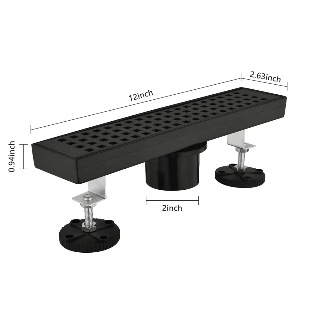 12 Inches Linear Shower Drain Removable Quadrato Pattern Grate w928 dongtu group