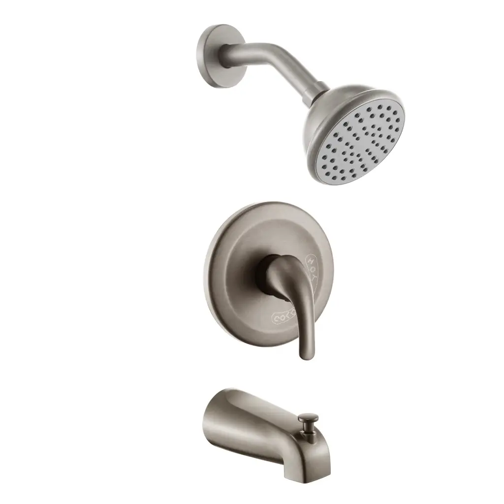 Brushed Nickel 6 Inch Shower Faucet Tub Spout Combo alwen