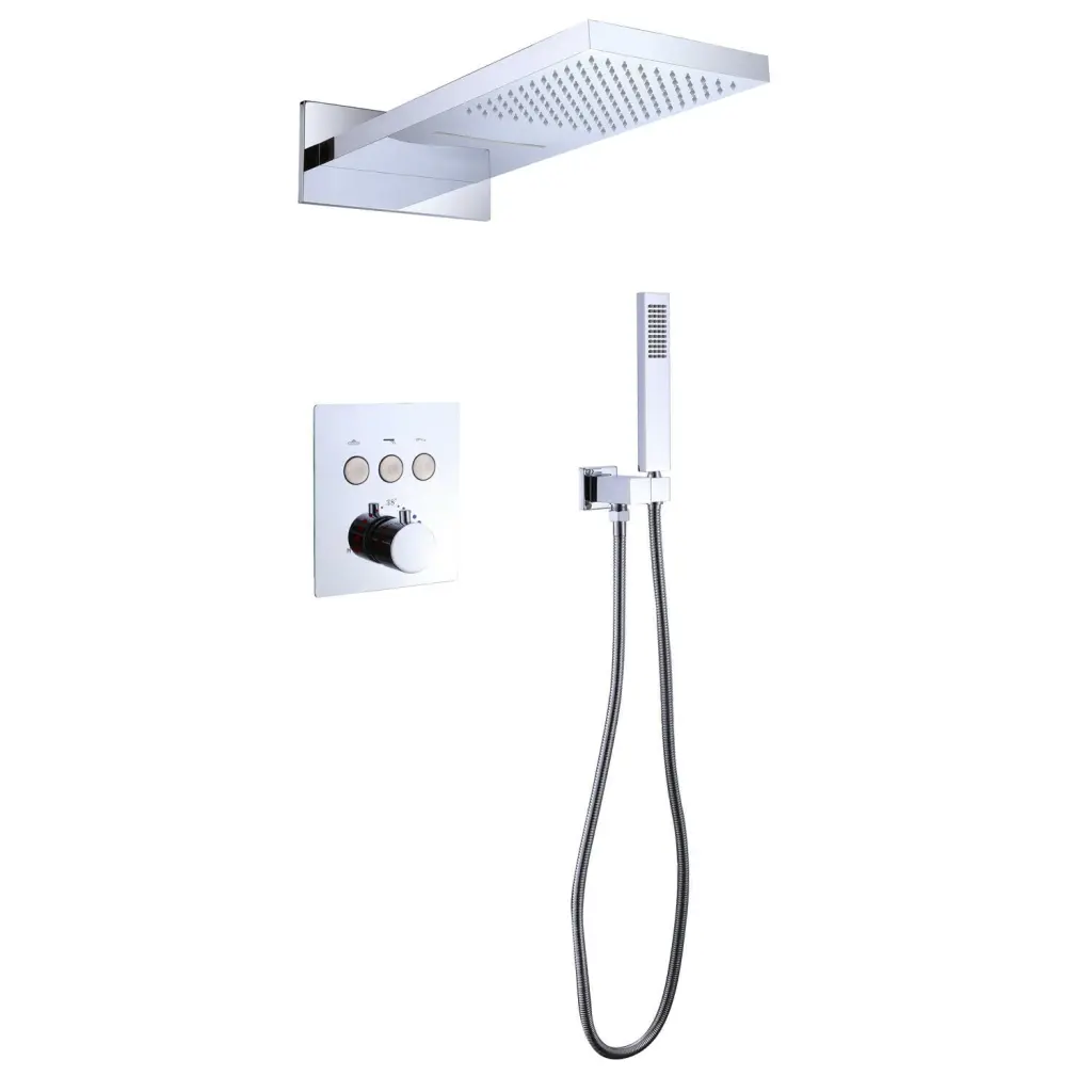 Wall Mount Dual Shower Faucet Set 2 Spray Patterns Bathroom Fixture w1059 dilusso