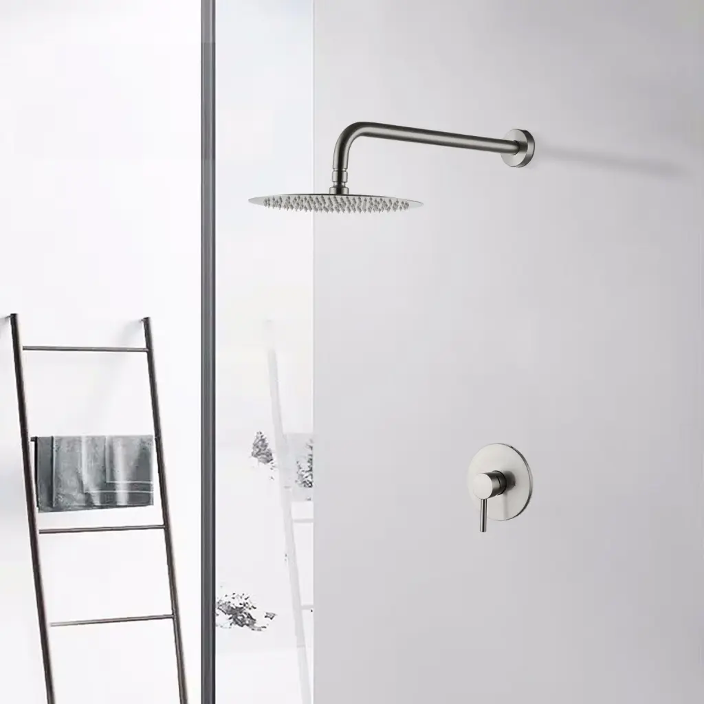 Wall Mounted Shower Faucet Brushed Nickel Valve w1533