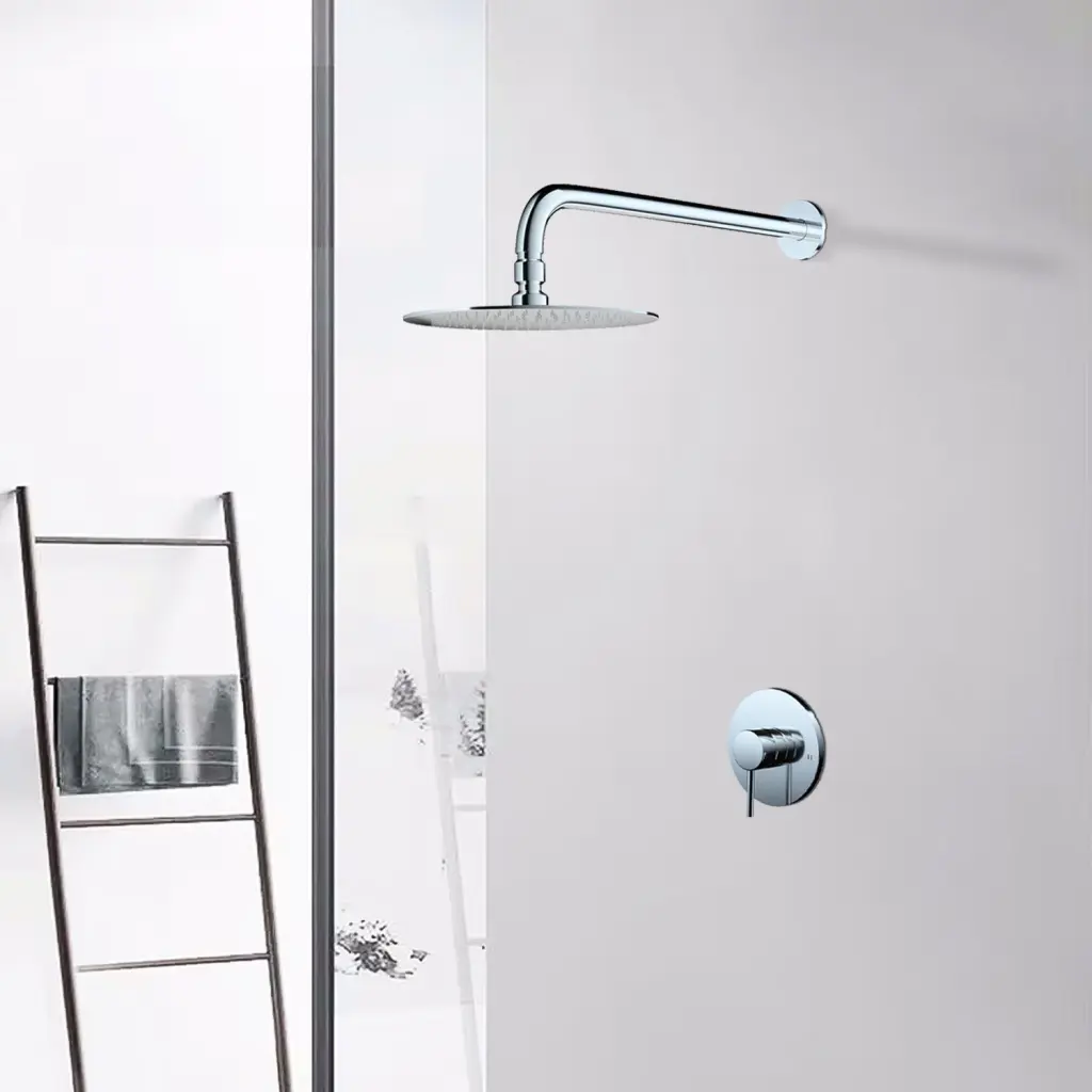Wall Mounted Shower Faucet Chrome Valve Incorporated Chrome Brass Finish w1533