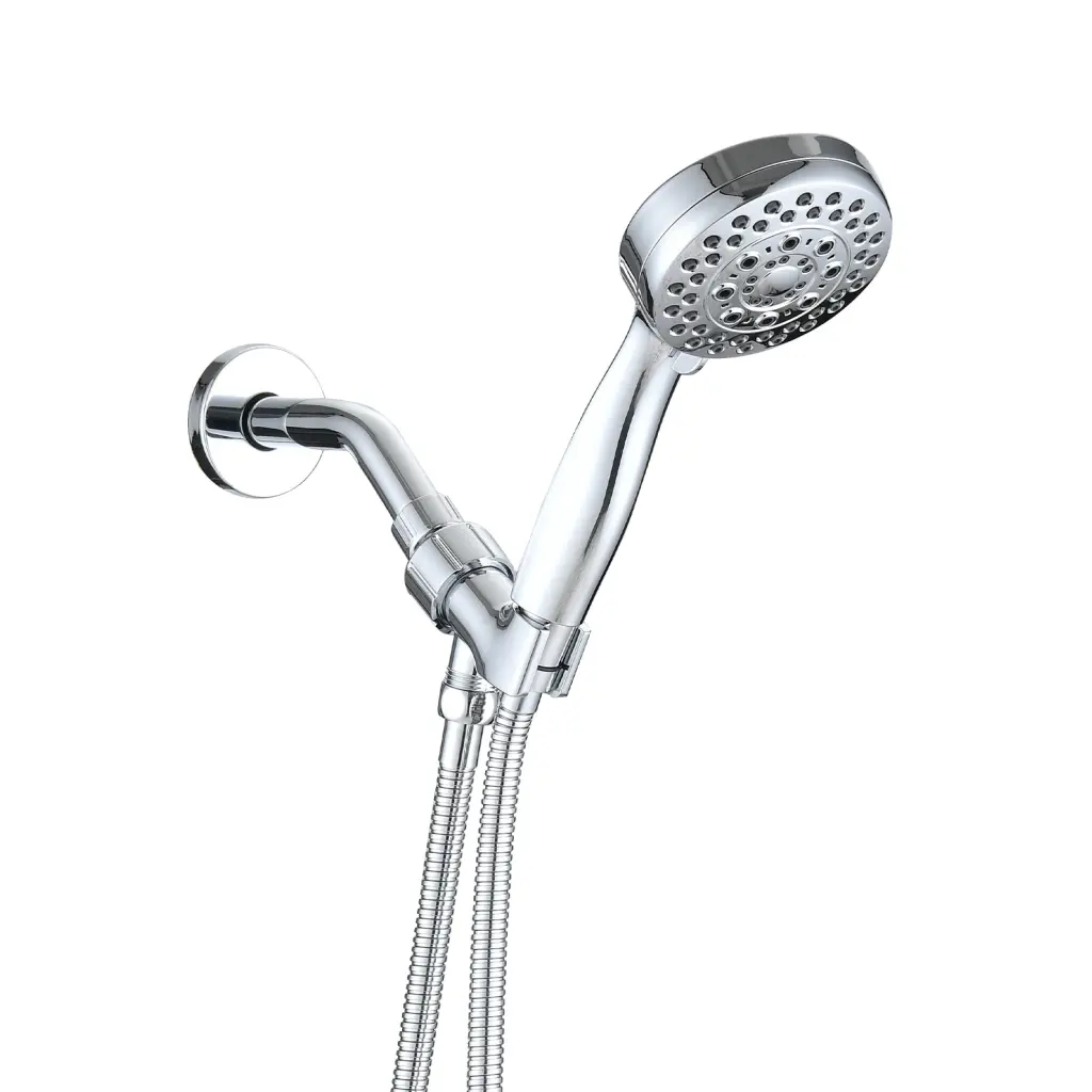 Sleek Chrome Wall Mounted Handheld Shower Head 5 Adjustable Settings bathininc