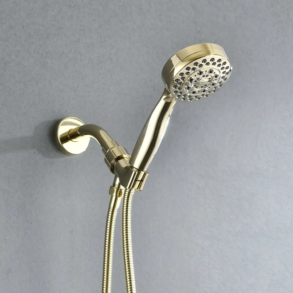 Sleek Gold Wall Mounted Handheld Shower Head 5 Adjustable Settings bathininc