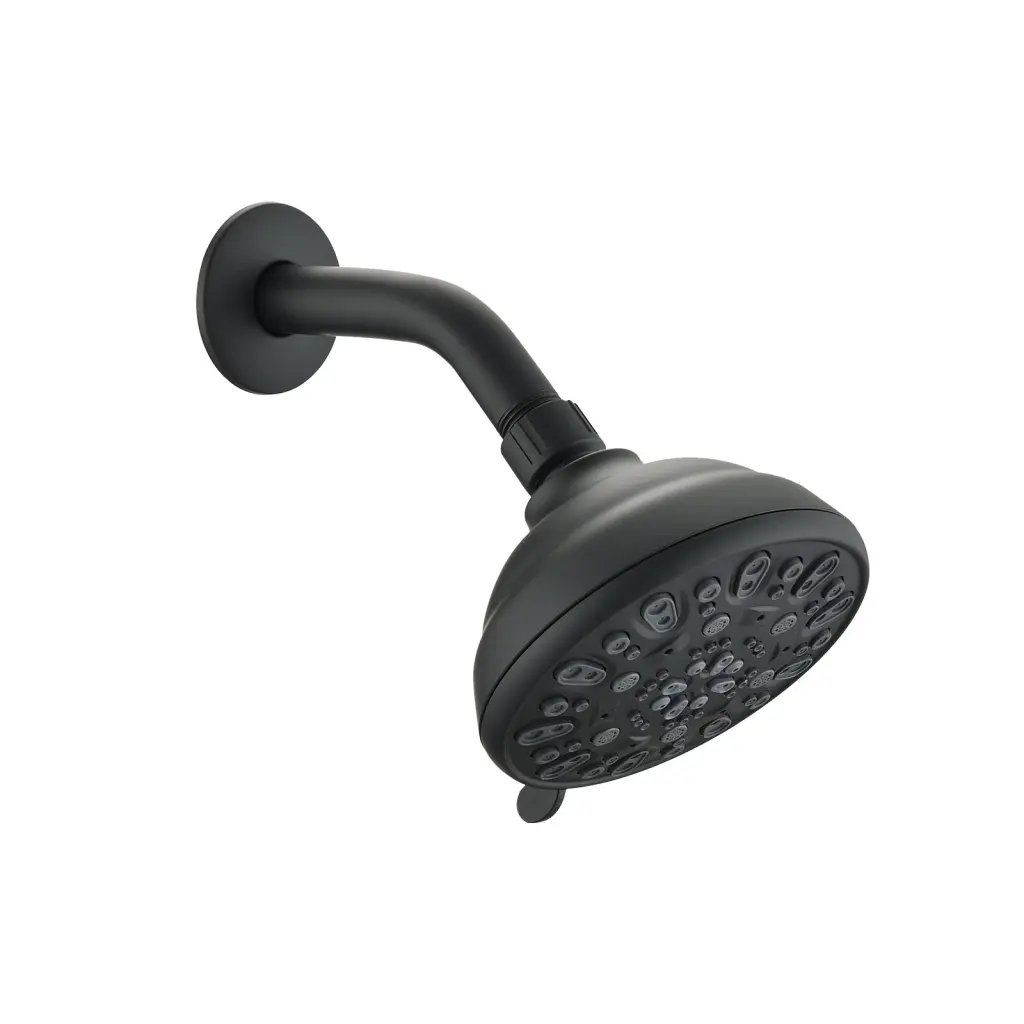 Matte Black High Pressure 6 Setting 4 Inch Adjustable Shower Head kooleasy