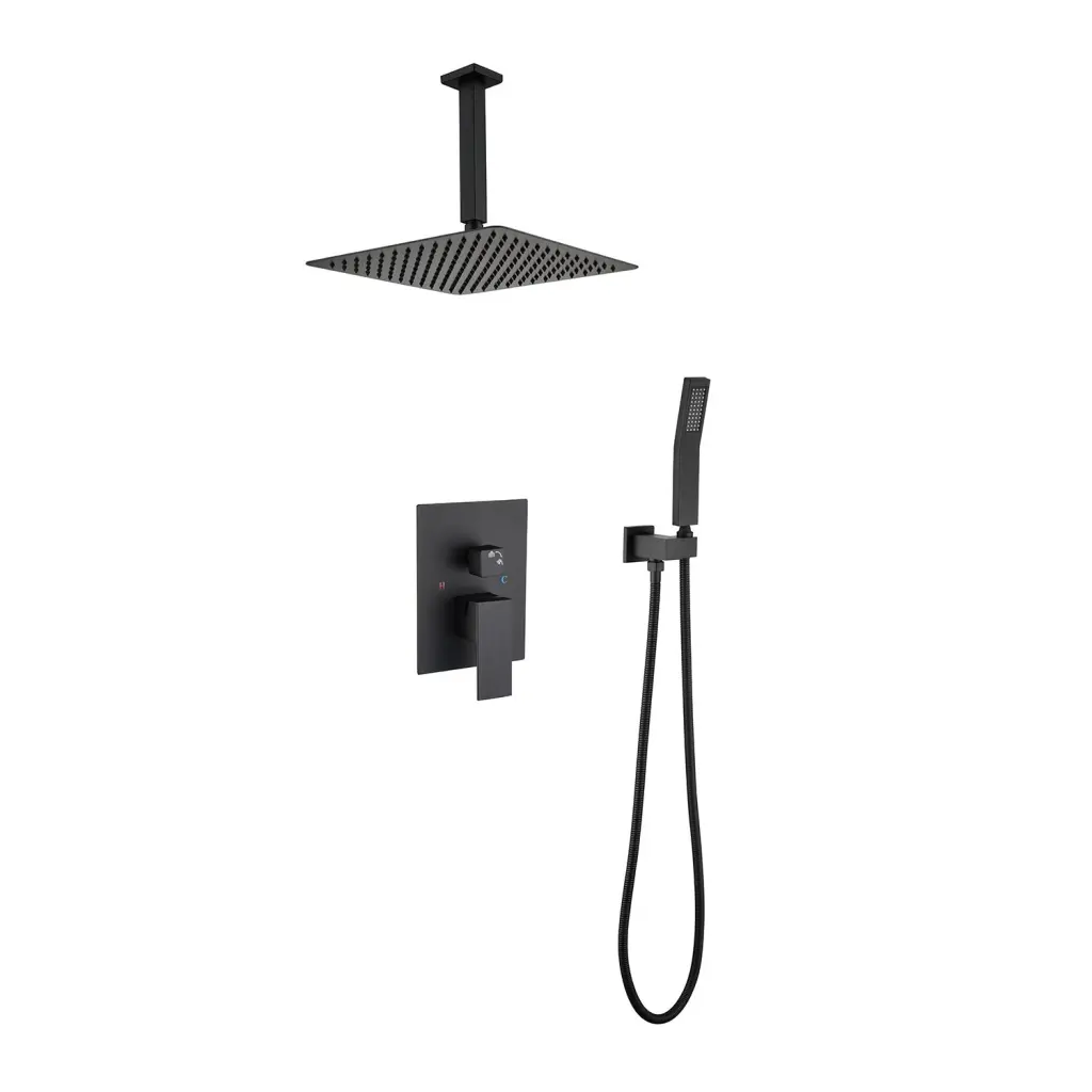 16 Inch Ceiling Mounted Shower Head System Matte Black Wall Mounted Shower w2287