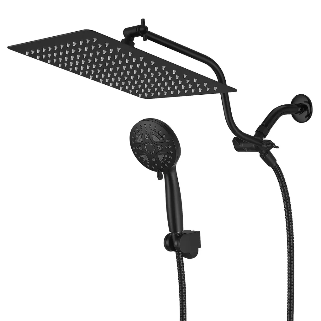 Black Shower System 12 Inch Bathroom Premium Rain Mixer Shower Combo Set flg