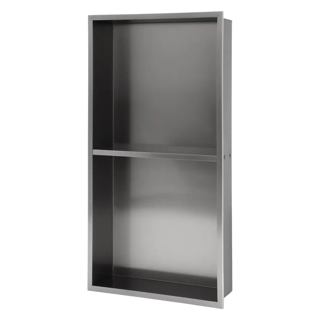 13 X 25 Inch Stainless Steel Shower Niche Double Shelf Gunmetal Black lordear