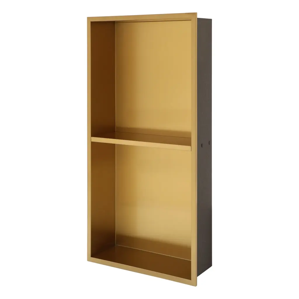 13 X 25 Inch Stainless Steel Shower Niche Double Shelf Gold Bathroom Storage lordear