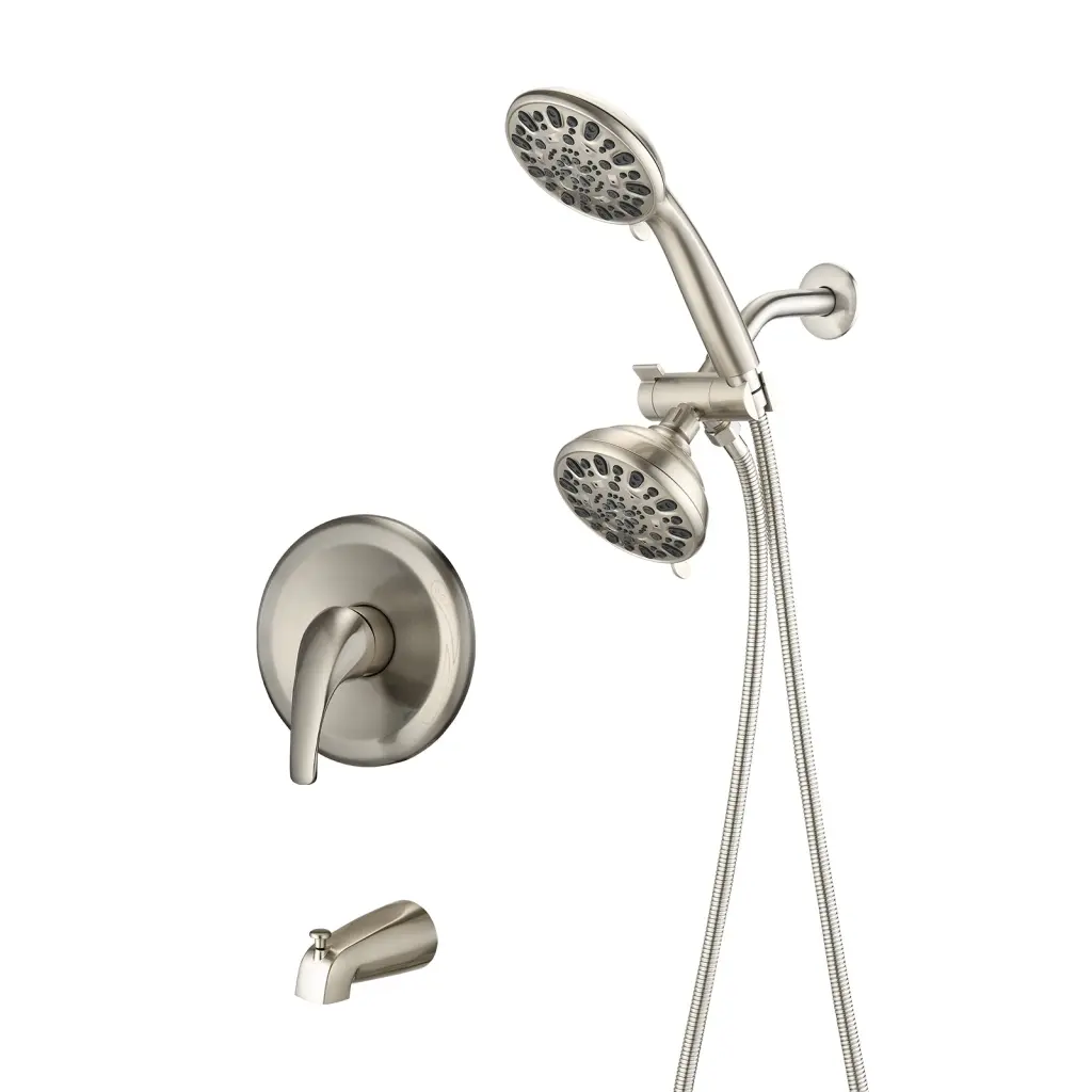 Brushed Nickel 4.7 Inch Handheld And Rain Shower System Tub Spout 2 1 bathininc