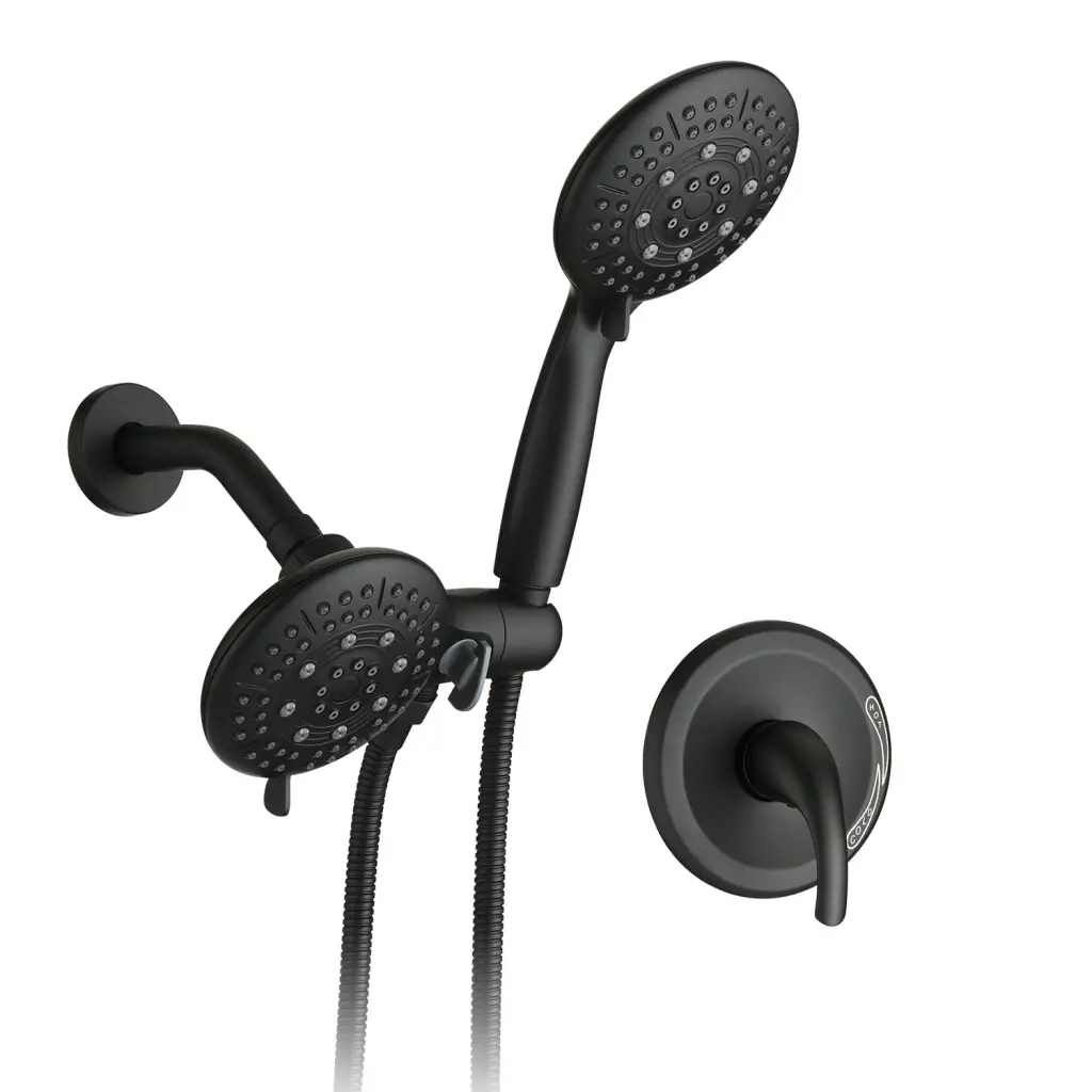 Matte Black Rain Shower System 4.5 Inch Head Handheld Shower And 6 Settings Bathroom Fixture bathininc