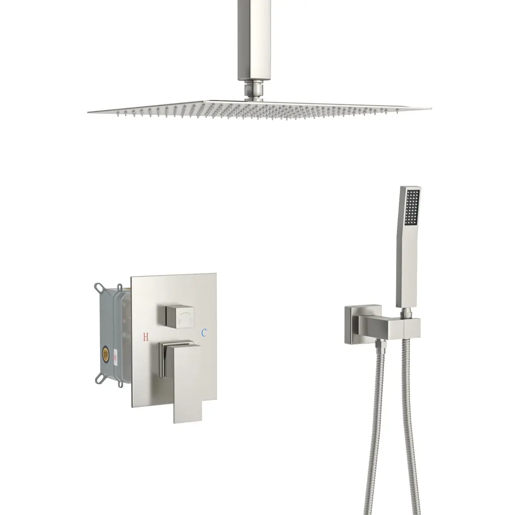 Dual Shower Head 10 Inch Ceiling Mount Square Shower System Rough lordear