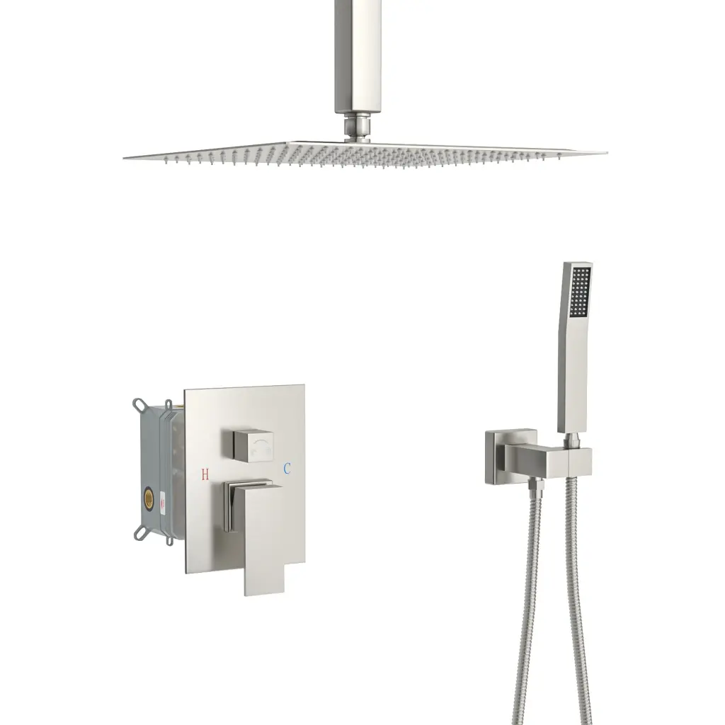 Dual Shower Head 12 Inch Ceiling Mount Square Shower System Rough lordear