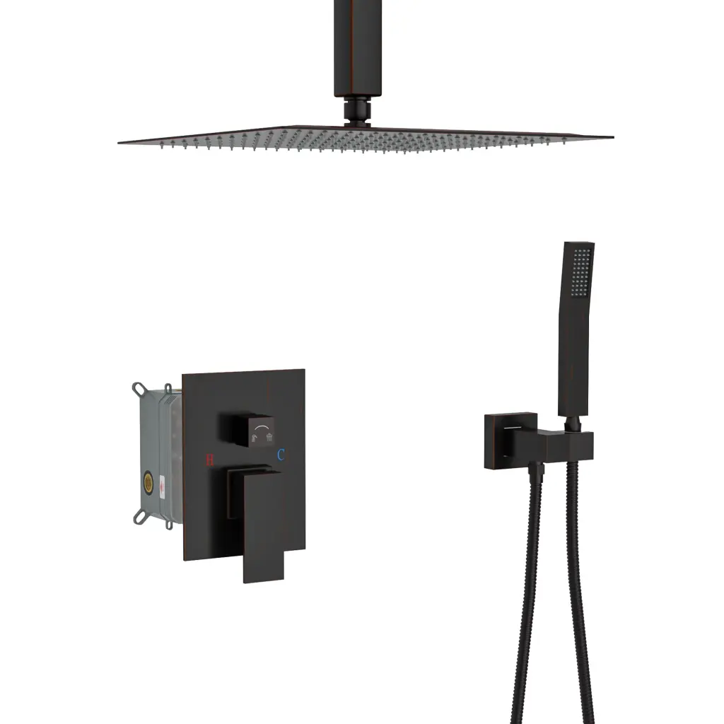 Dual Shower Head 12 Inch Ceiling Mount Square Shower System Rough lordear