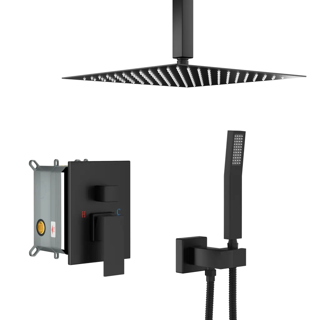 Dual Shower Head 16 Inch Ceiling Mount Square Shower System Rough lordear