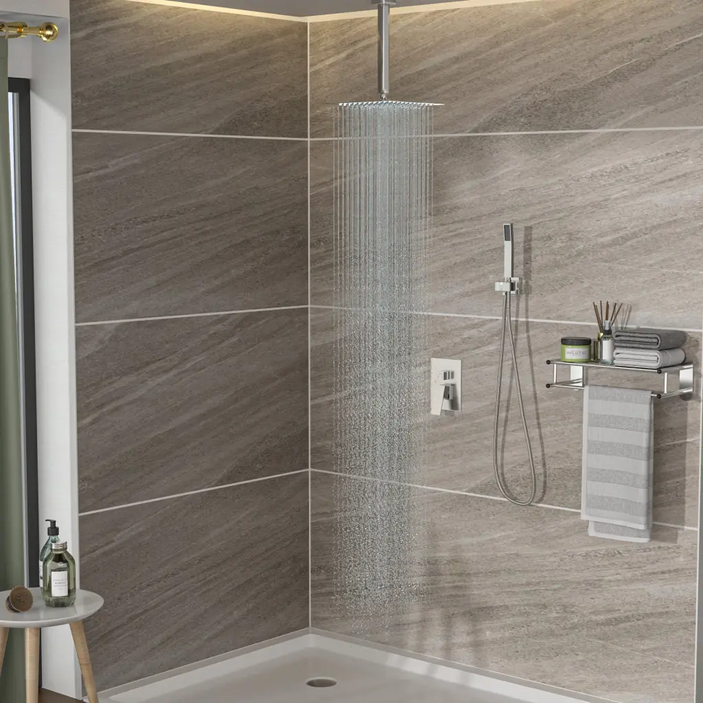 Dual Shower Head 16 Inch Ceiling Mount Square Shower System Rough lordear