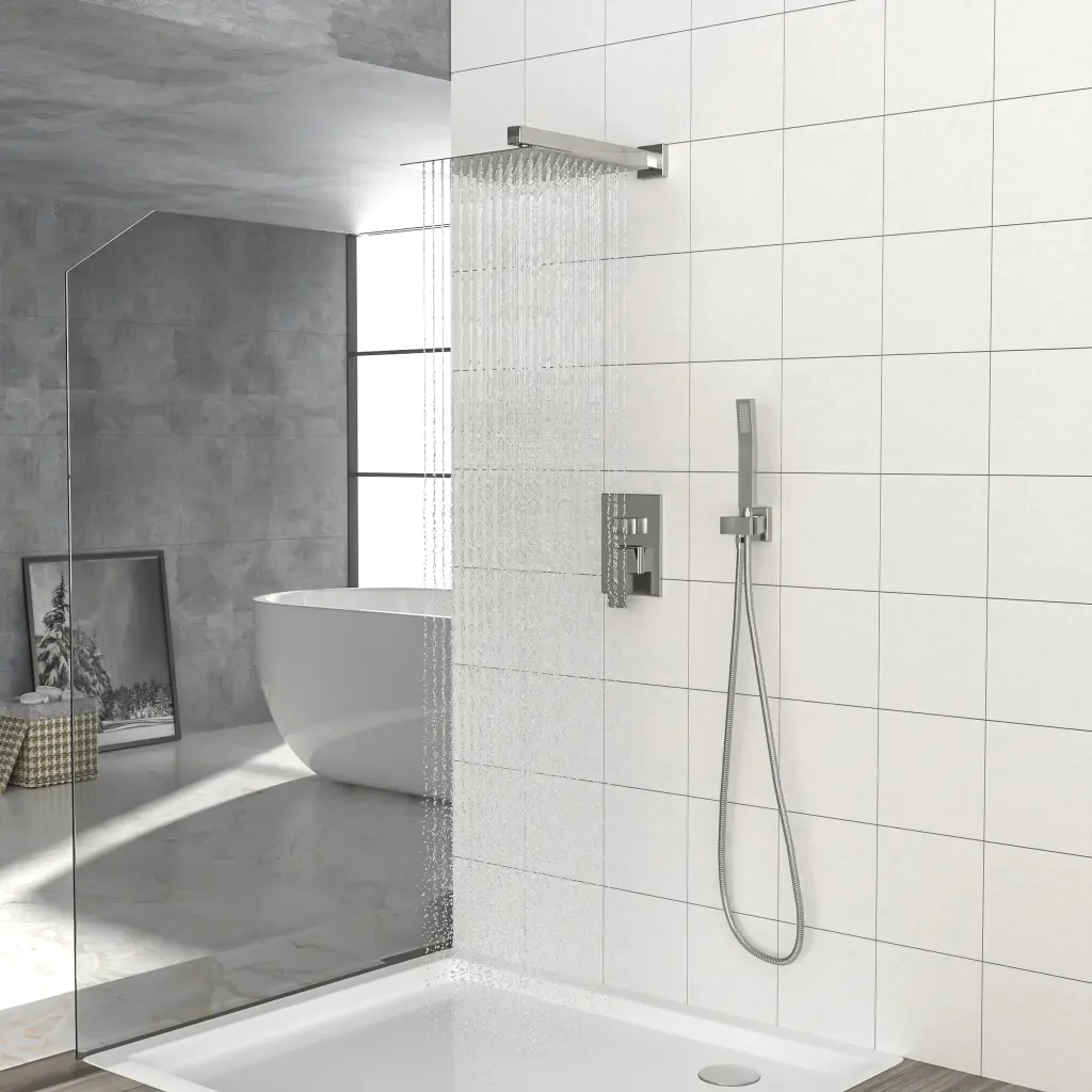 Dual Shower Head 12 Inch Wall Mounted Square Shower System Rough lordear