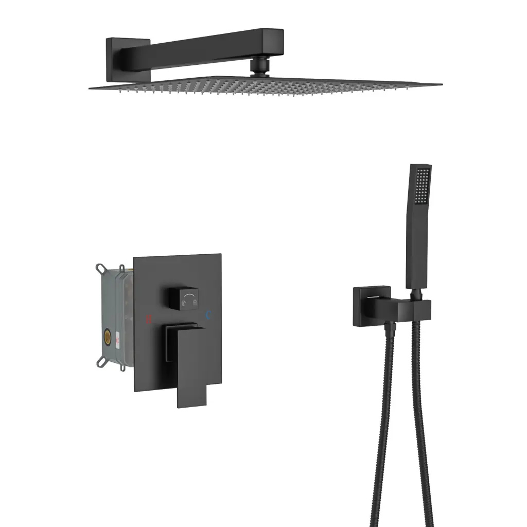 Dual Shower Head 10 Inch Wall Mounted Square Shower System Rough- Valve lordear
