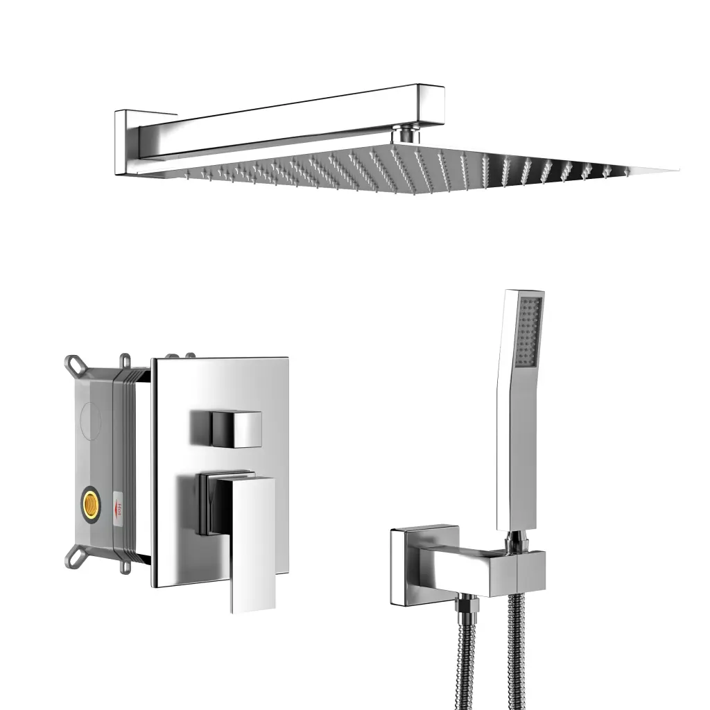 Dual Shower Head 12 Inch Wall Mounted Square Shower System Rough Valve lordear